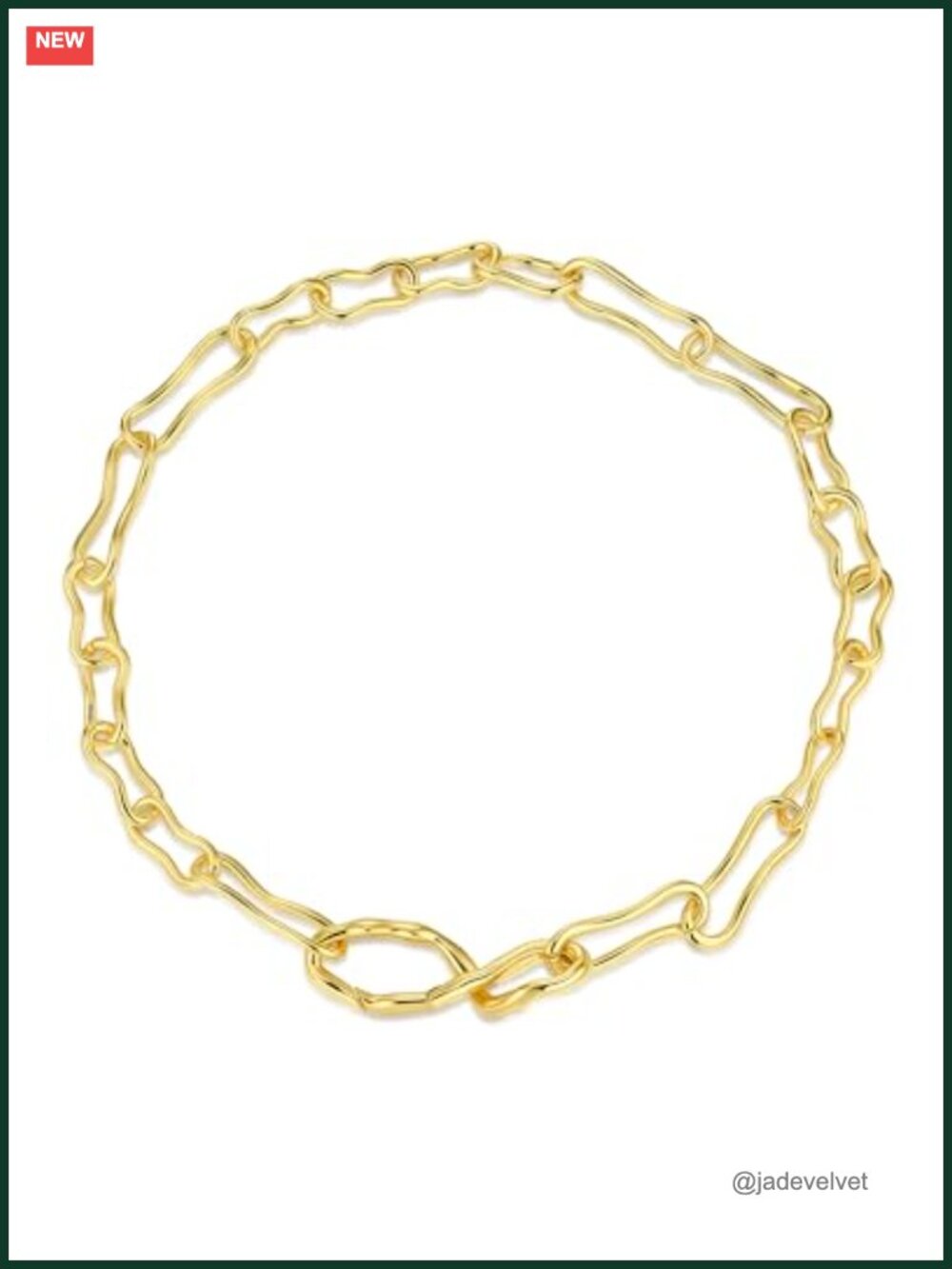 18K Gold Plated Large Stackable Curved Infinity Chain Necklace Toggle Clasp